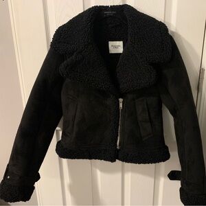 Black suede with Sherpa moto jacket